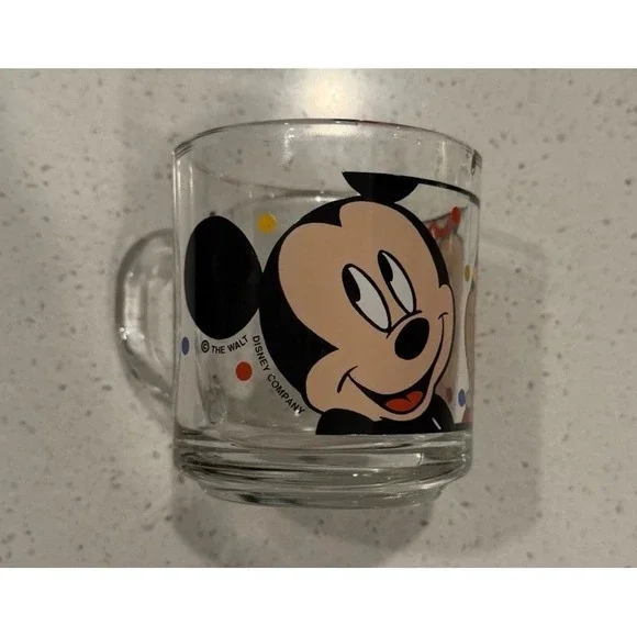 Vintage Disney Mickey & Minnie Mouse Glass Mugs Set of 2 With Handles - Picture 2 of 7